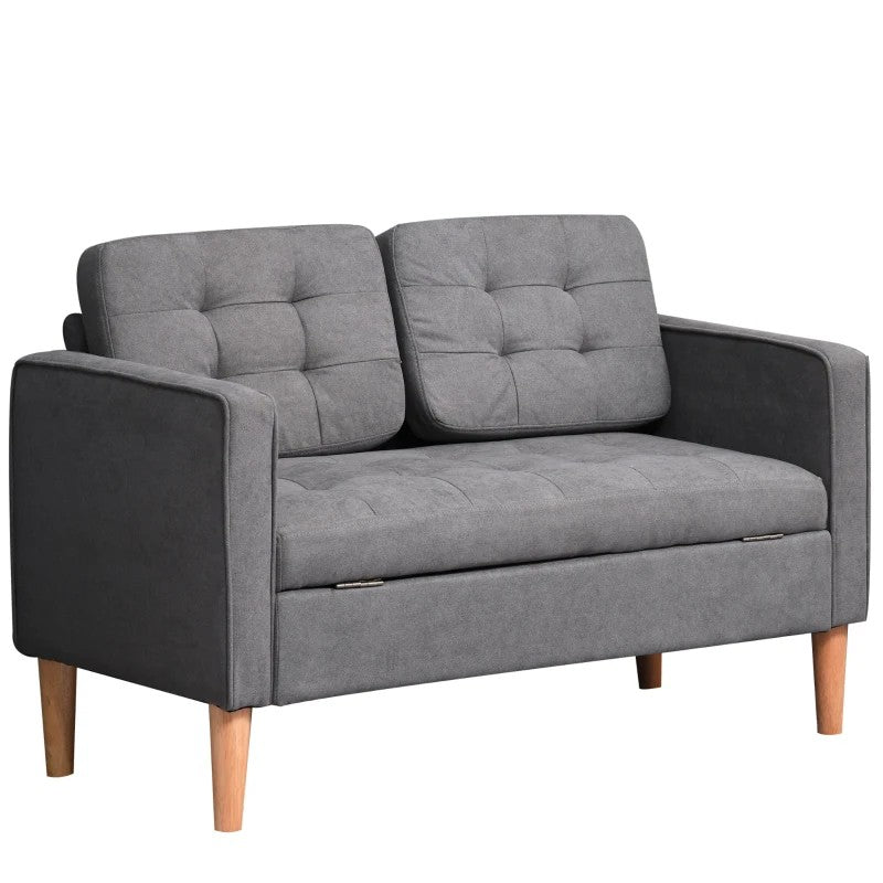 2-Seater Sofa, Removable Cushions, Fabric, Grey