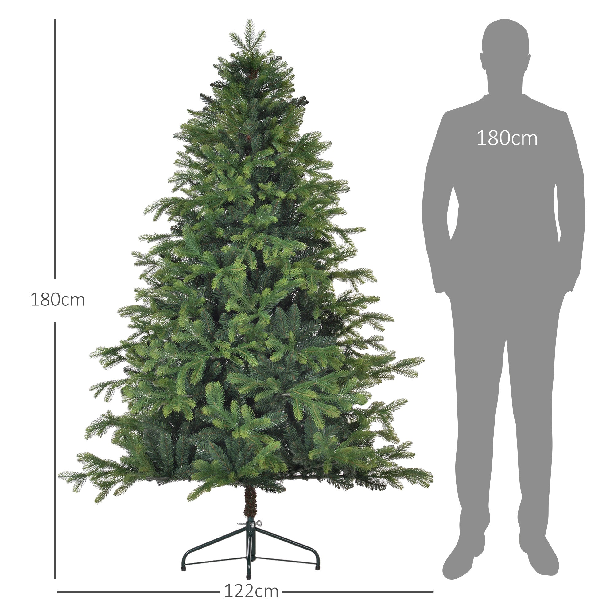 Artificial Christmas Tree, 180 cm, 1700 Tips, Foldable, Green