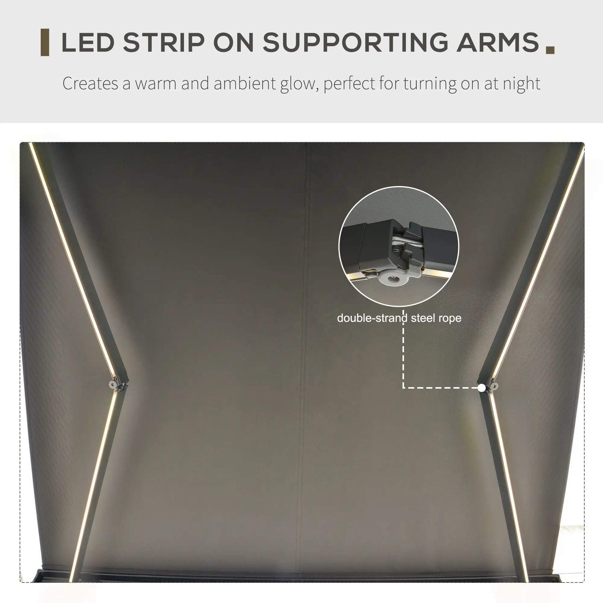 Cassette Awning, Electric Manual Retractable Canopy with R/C and LED, 300W x 250D cm