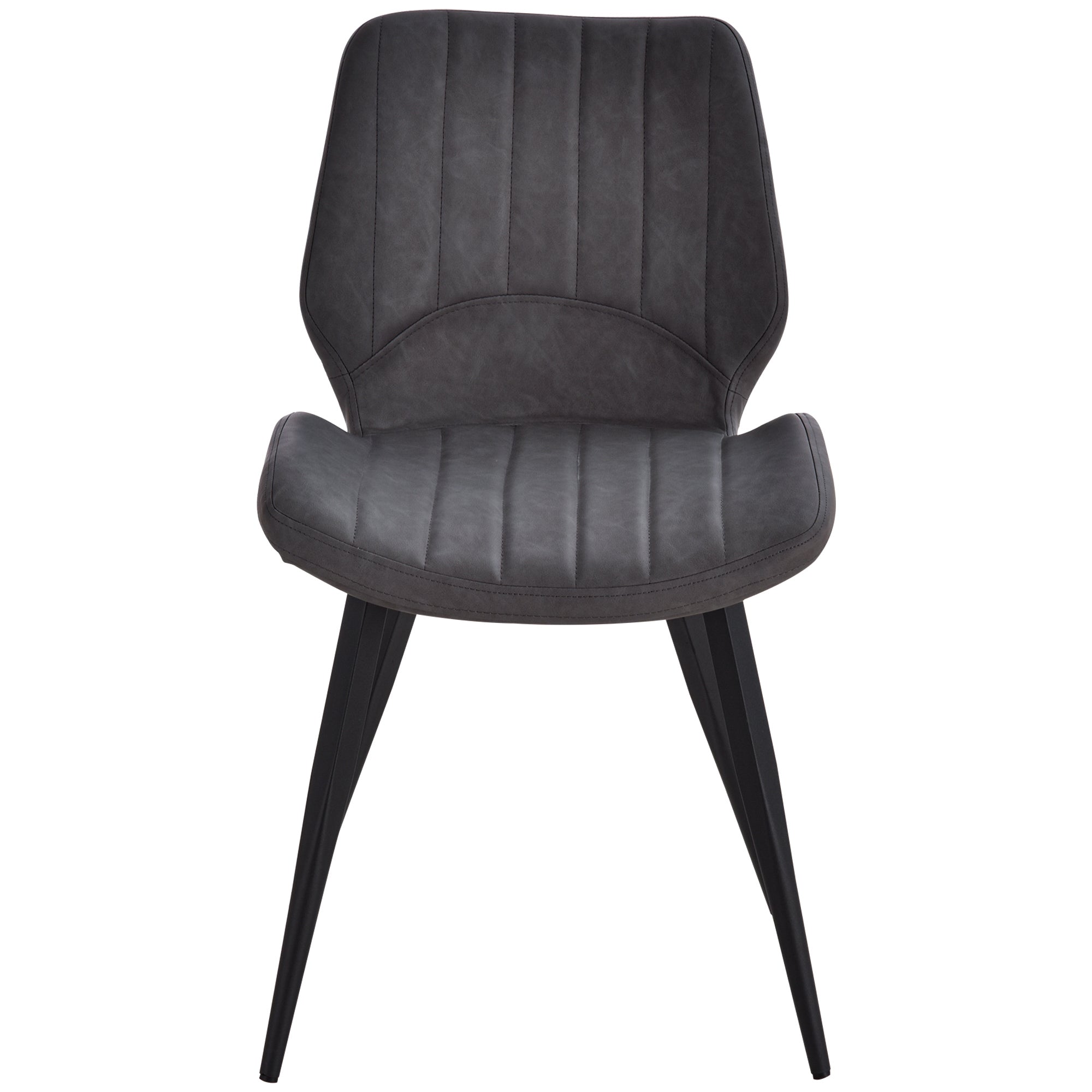 Dining Chairs Set of 2, Upholstered with Backs, Padded Seats and Steel Frame, PU Leather Grey