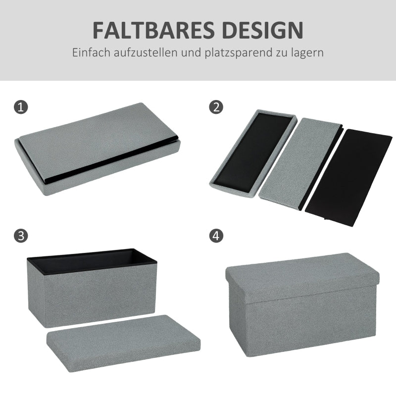 Storage Ottoman Bench with Storage Space and Lid, Dark Grey