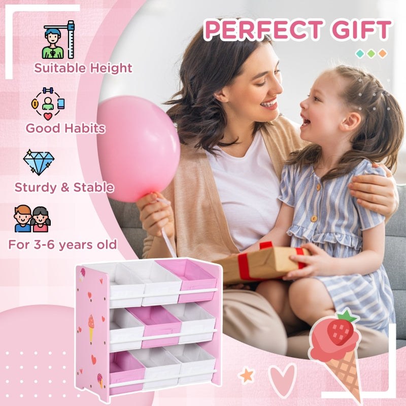 Kids Storage Rack, Nine Removable Baskets, Pink