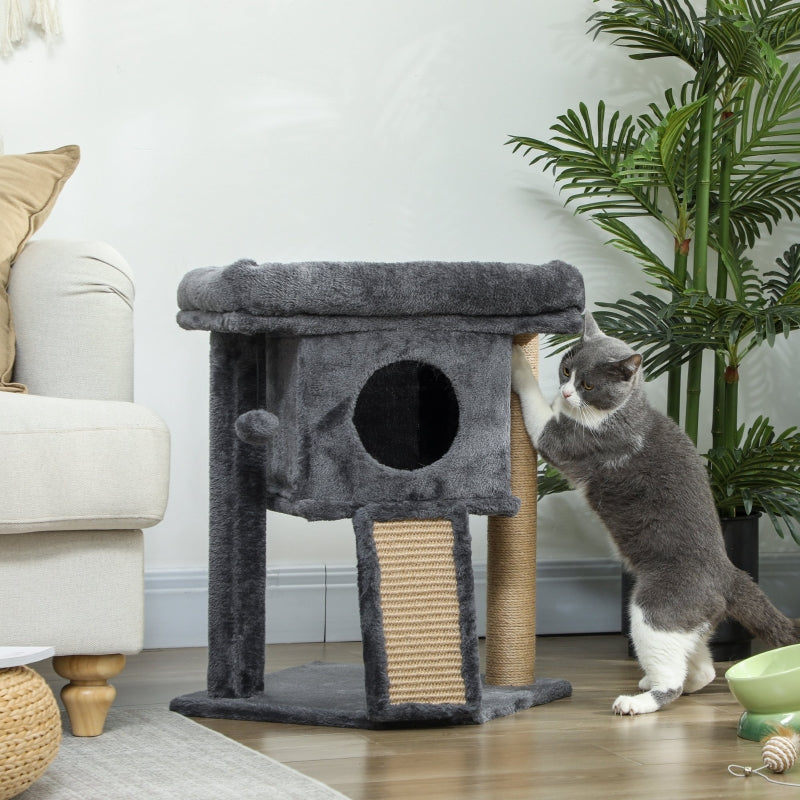Cat Tree, Jute Scratching Mat, Resting Platform, Play Ball, Cat House, Beige