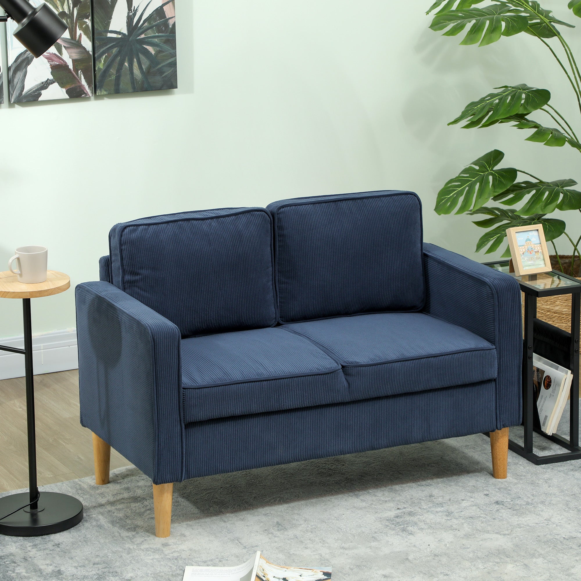 Small Two-Seater Sofa - Corduroy Blue