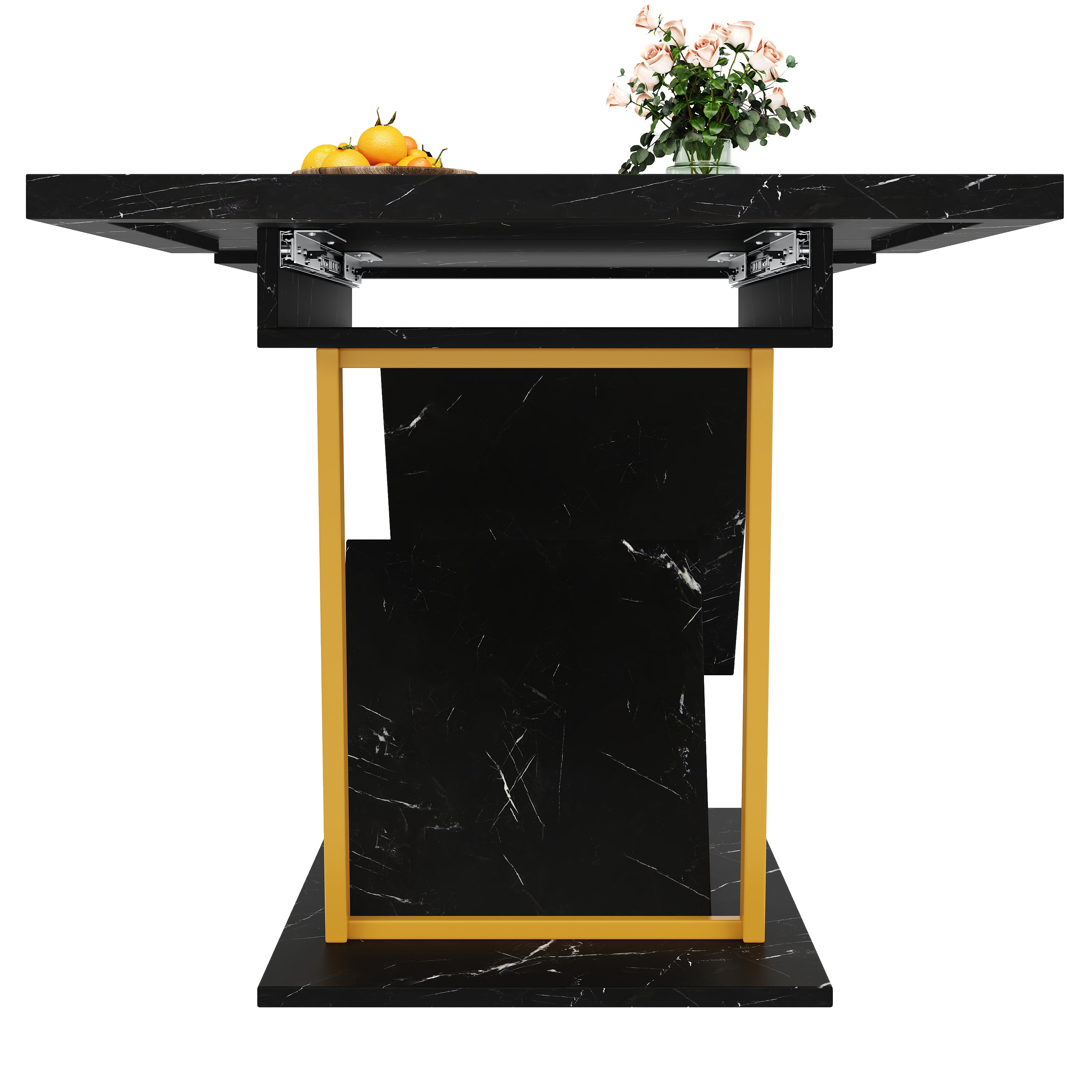 Extendable Dining Table 110-140x80cm 6 Seater Wood - Black