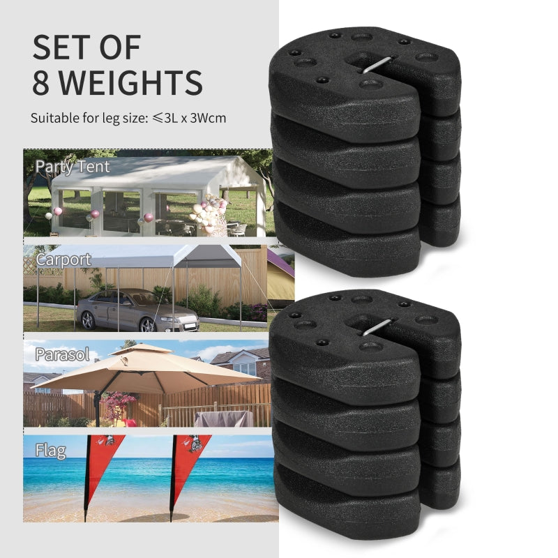 Gazebo Weights, 24KG Set of 8 with Reinforce Pins and Carry Belt, HDPE