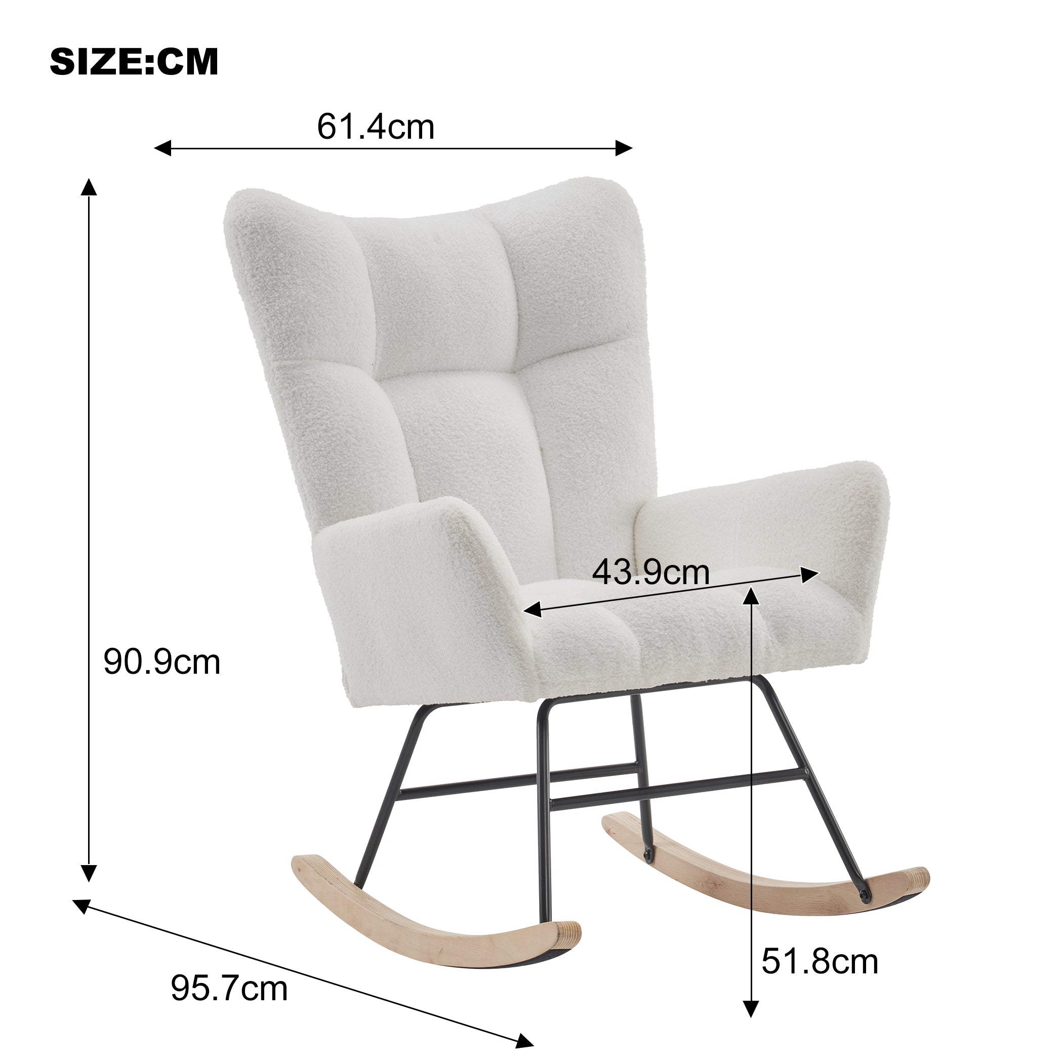 Rocking Chair, Modern High Backrest Comfortable, Pink