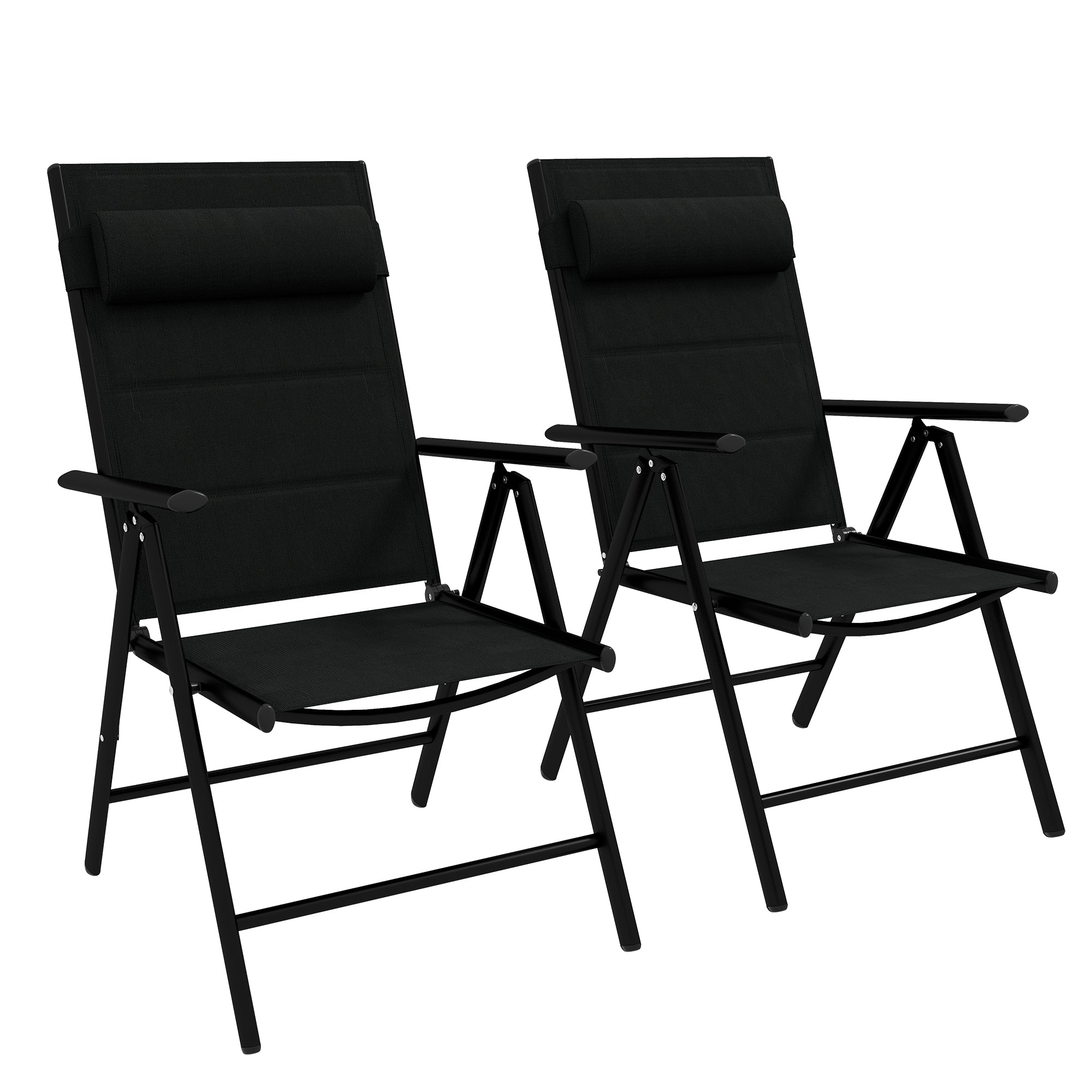 Padded Garden Chairs, Set of Two, Black