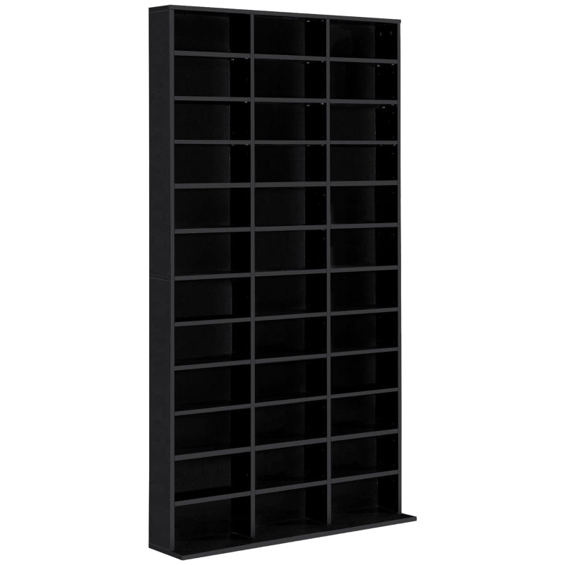 1116 CD/ 528 DVD Storage Unit, Adjustable Wooden Display Shelf, Black