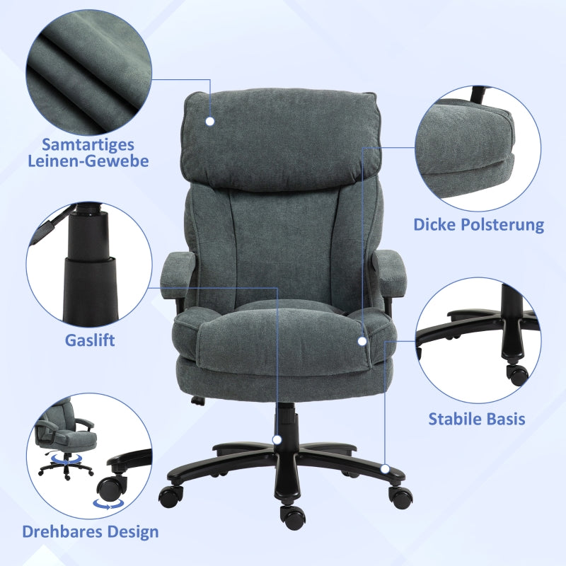 Large Tall Office Chair, 200 kg, Robust, Upholstery, Grey