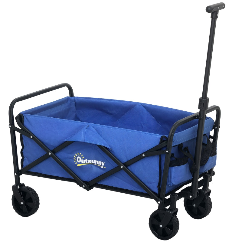 Festival Trolley Cart 62L 120kg Heavy Duty Collapsible Adjustable Handle Blue