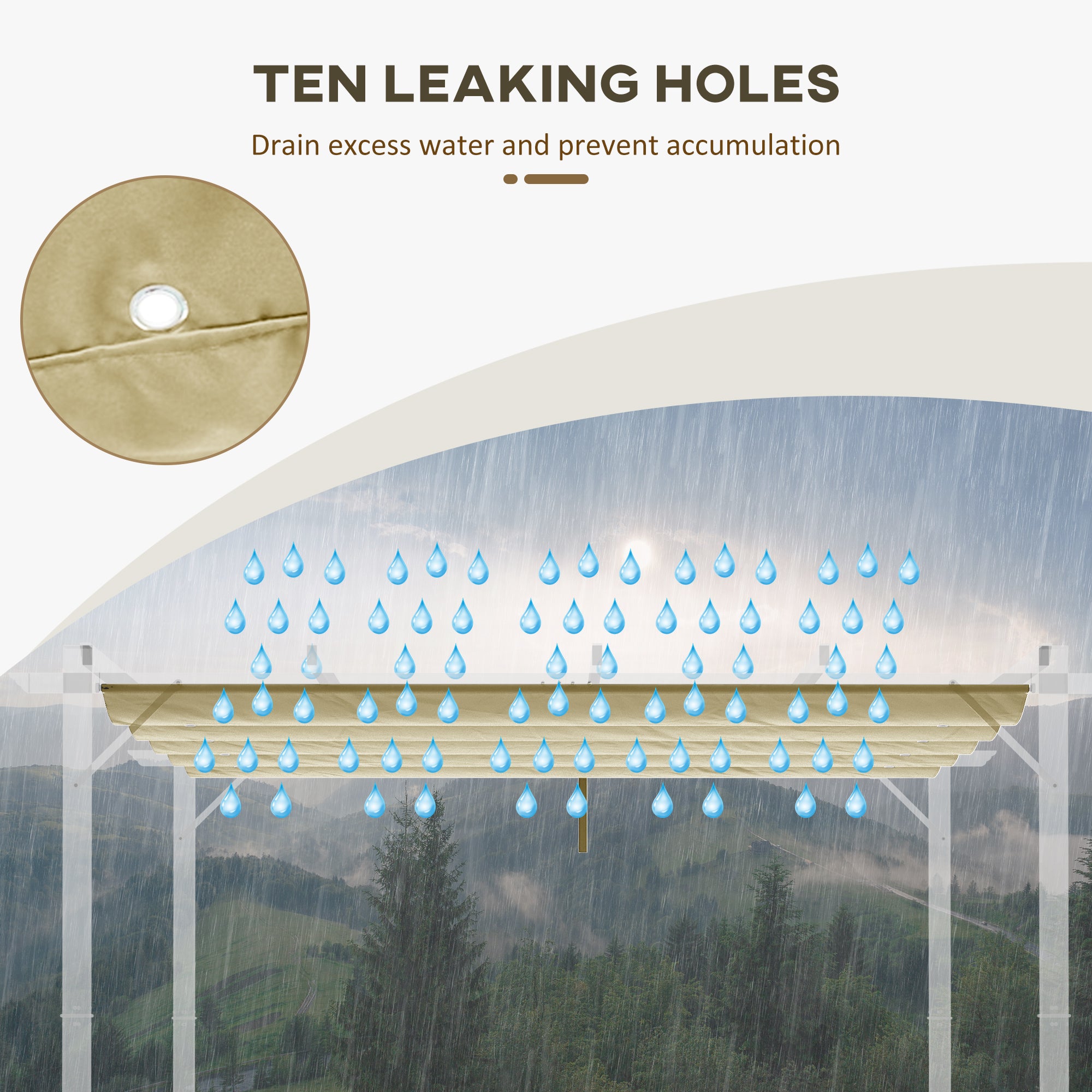 Retractable Pergola Shade Cover, Replacement Canopy 4x3m, Beige