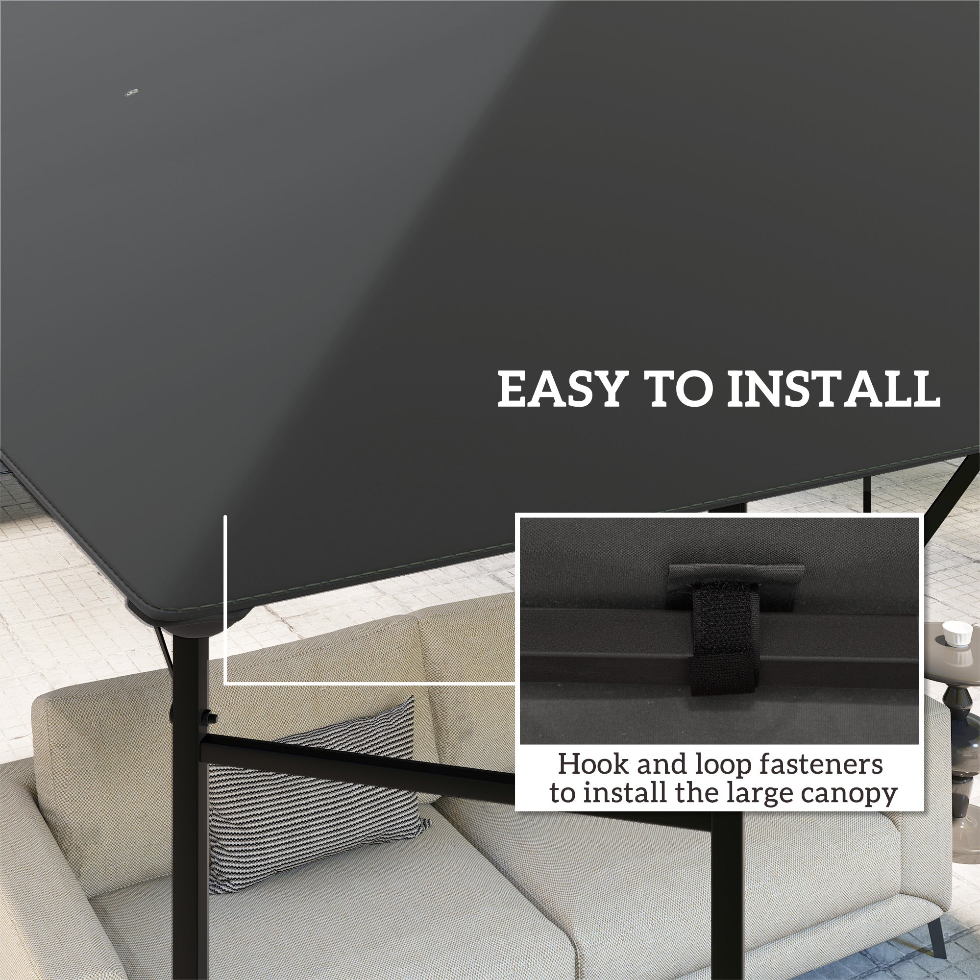 3 x 3m Gazebo Canopy Replacement Cover, Water Resistant UPF30+ with Drain Holes, Grey