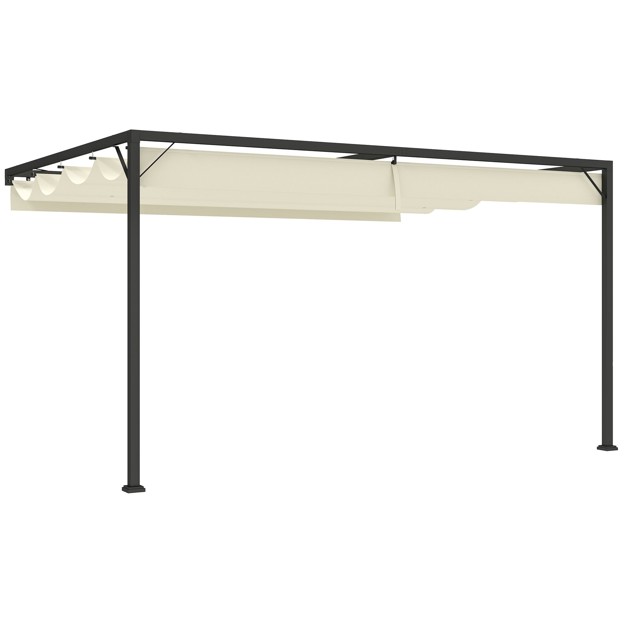 Pergola, 4 x 3 m Retractable Sliding Canopy, Cream