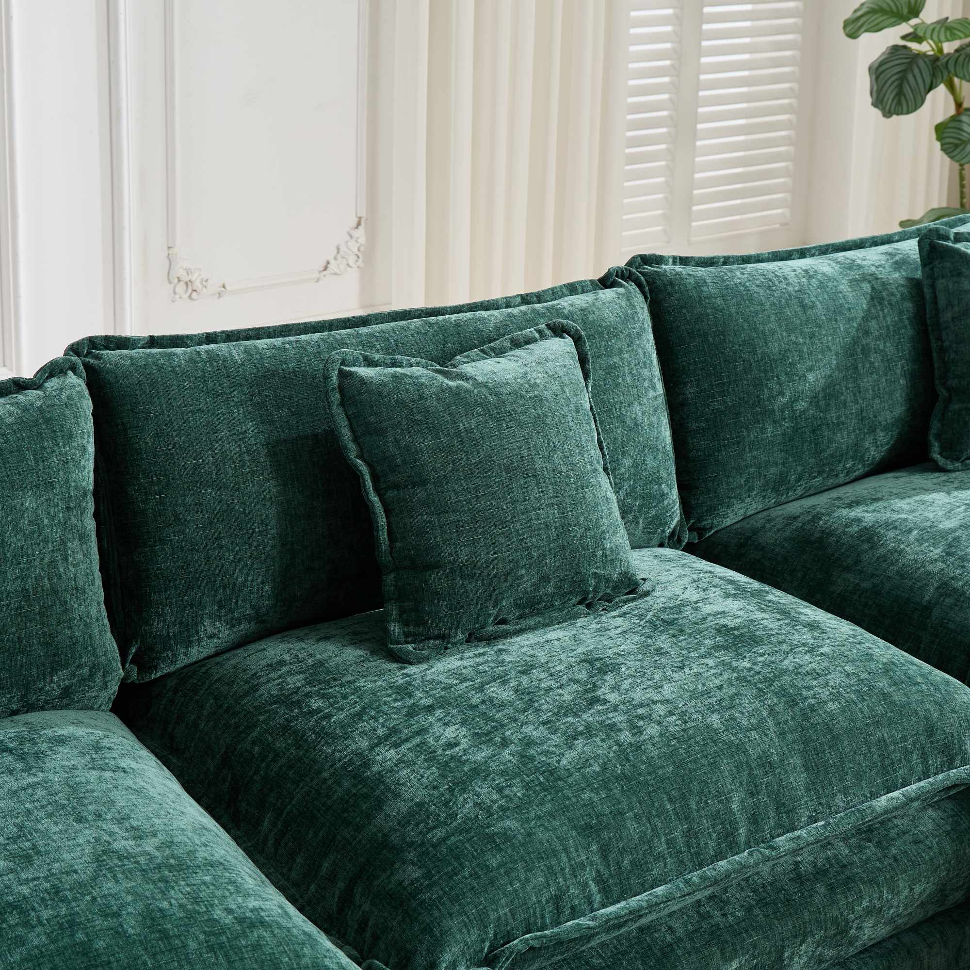 Cloud Sofa One Seat Modern Sectional Double Layer Upholstered Cushion - Chenille Green