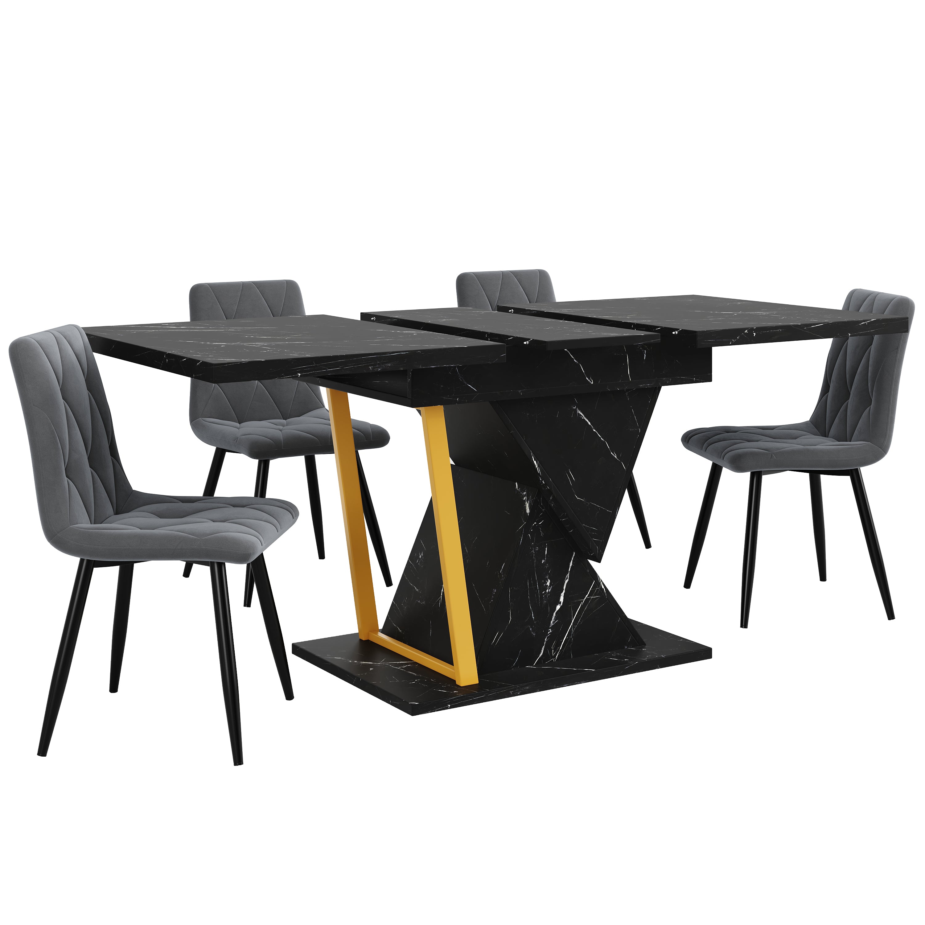 Extendable Dining Table 110-140x80cm 6 Seater Wood - Black