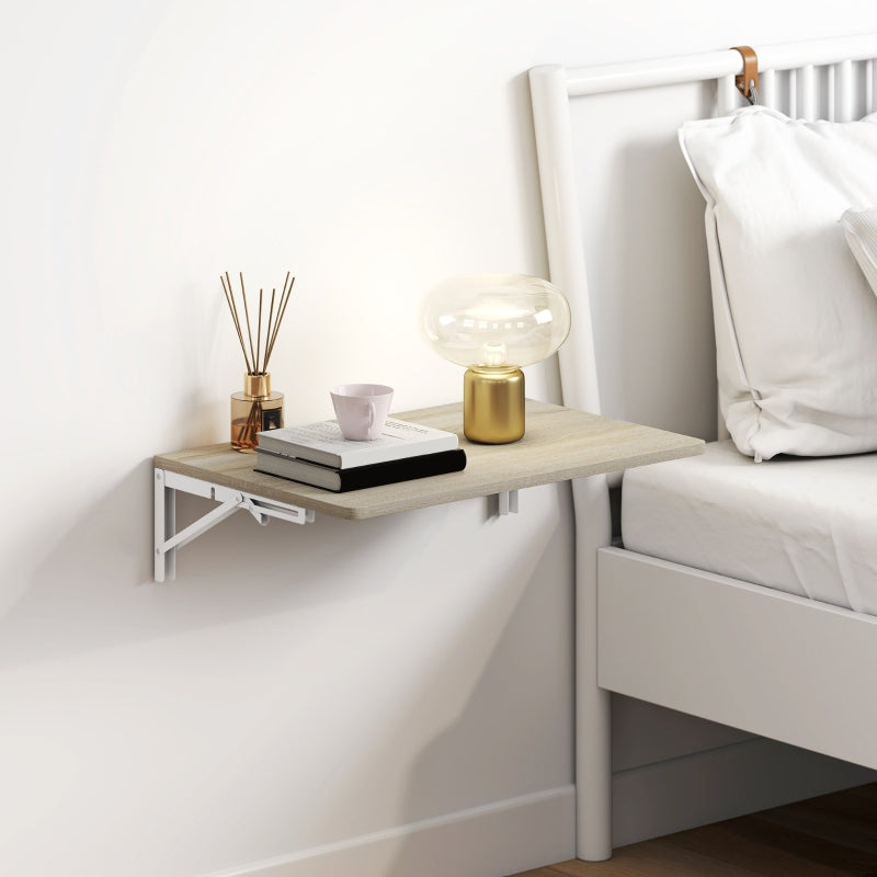 Wall-Mounted Folding Table 60x40cm Space-Saving Floating Desk Oak