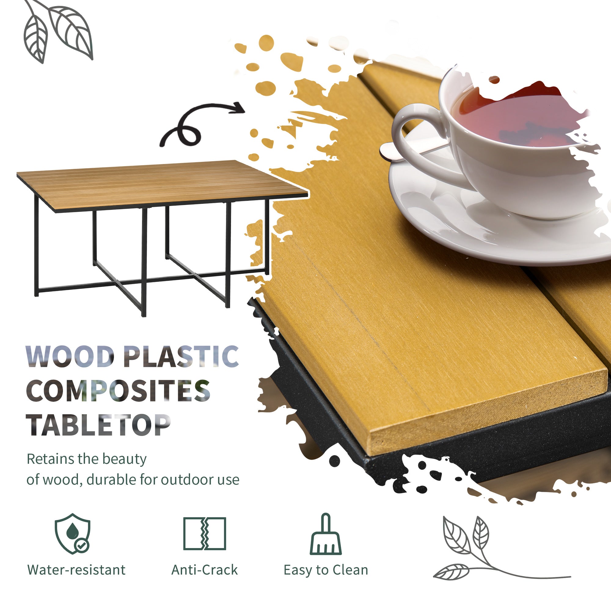 10 Seater Rattan Cube Garden Dining Set with Armchairs, Stools, Wood Grain Plastic Table, Black