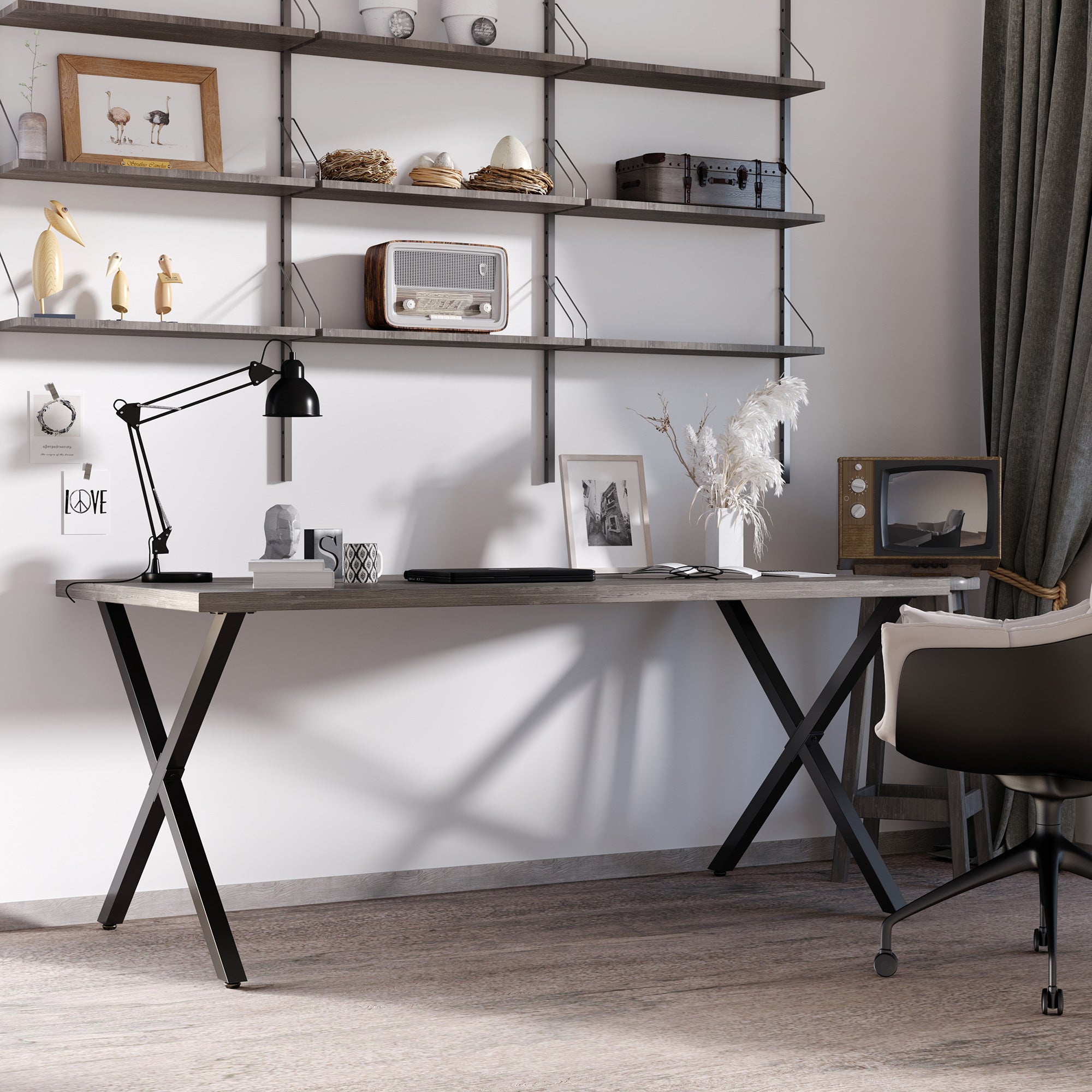 Table Legs X-Shape for Dining Desk Coffee Table Steel Black