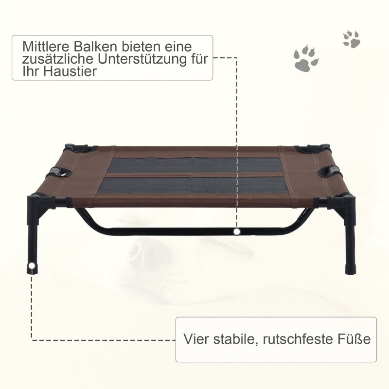 Outdoor Dog Bed, Cooling Raised, Metal Frame, Coffee Brown