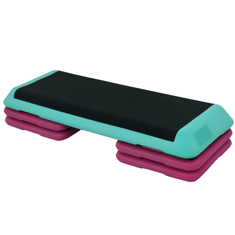 Aerobic Step Board, Adjustable Height, Fitness, PVC PP, Black Green Purple
