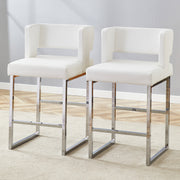 Bar Stools 2-Pack Nordic Style Modern Square Design Silver Metal Legs