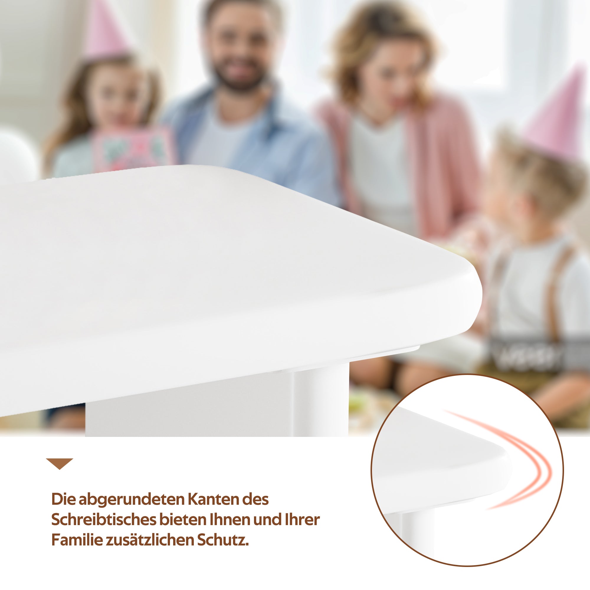 Modern Desk, 117×50×74 cm, Cloud Shape, 3 Drawers, White Lacquer Finish