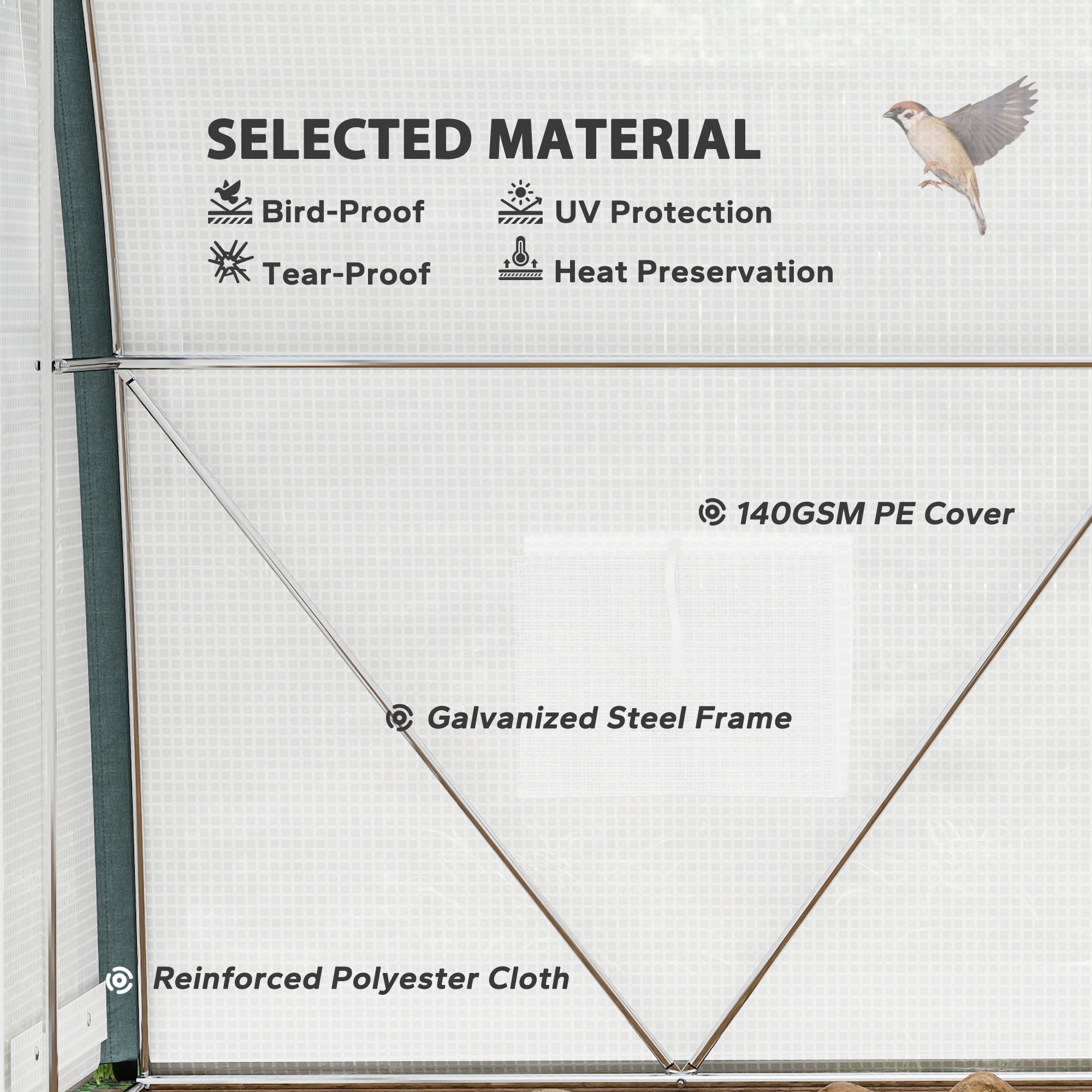 3 x 2m Walk-In Tunnel Greenhouse White