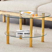 Coffee Table 2-Tiered Glass Gold Metal Legs
