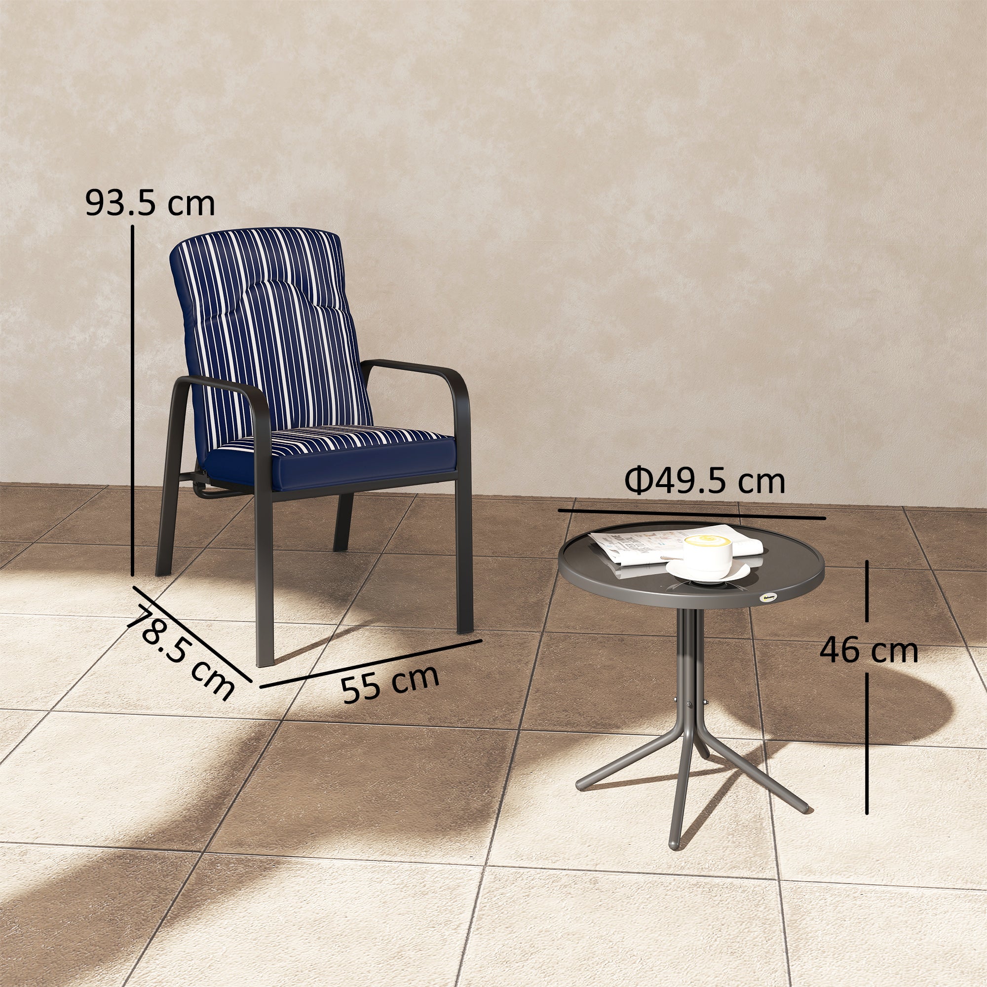 Three-Piece Reclining Chair Set - Blue