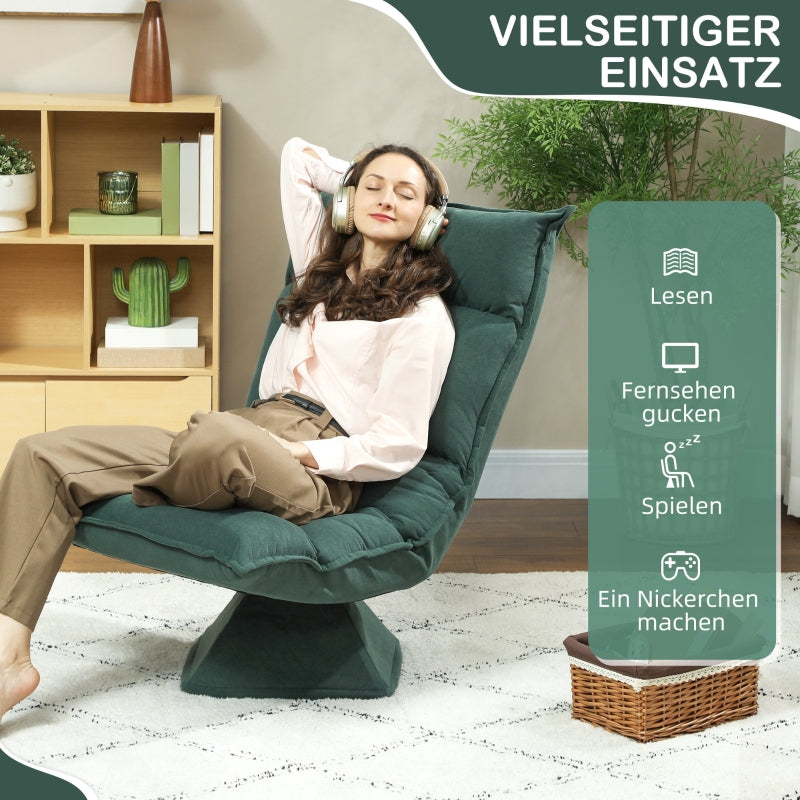 Floor Chair, 360° Rotatable, 5-Way Adjustable, Foldable, Green
