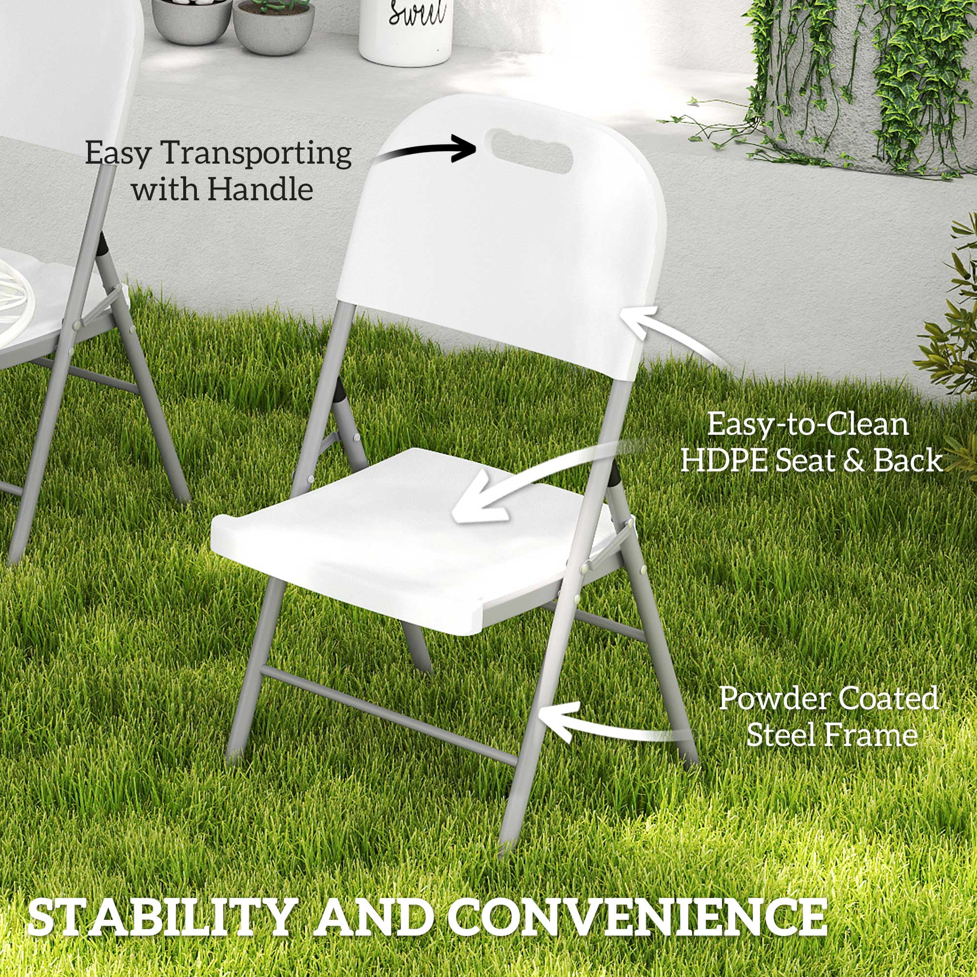 Set of Two Foldable Outdoor Chairs - White