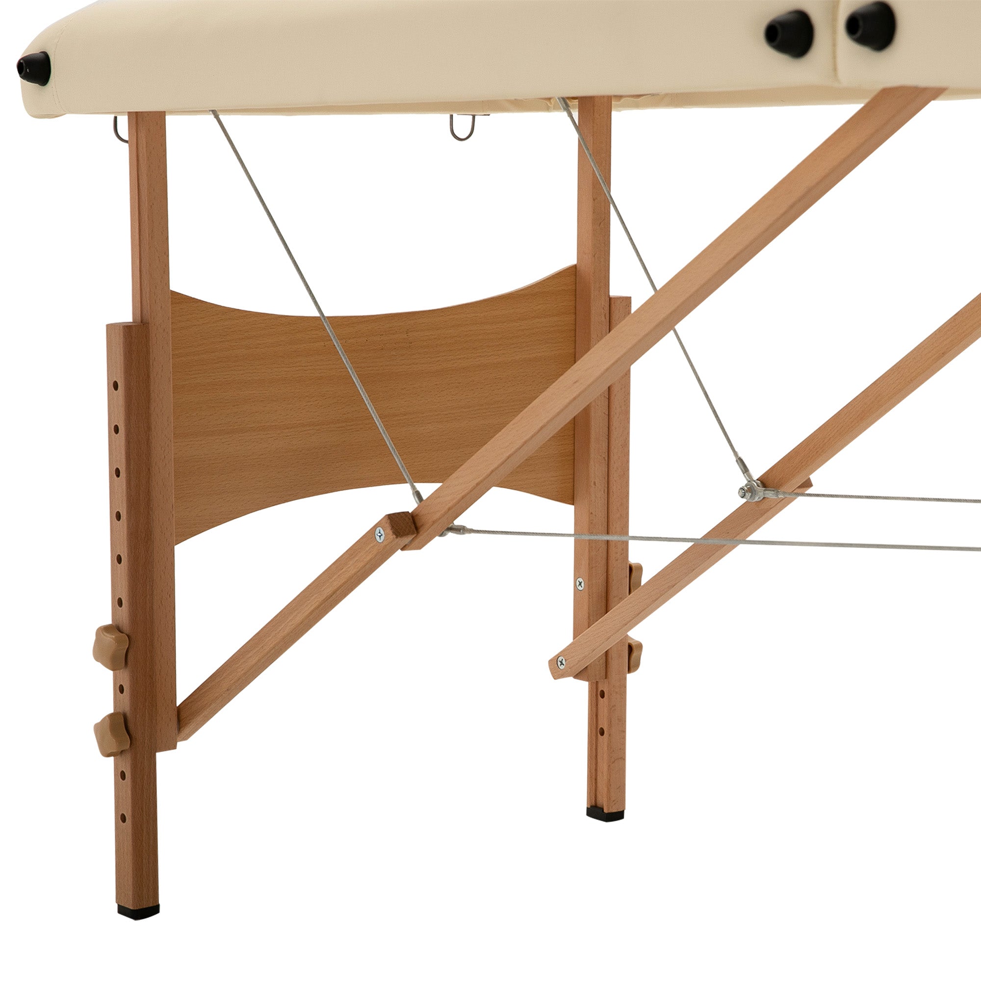 Massage Table, Foldable Height-Adjustable with Headrest, Artificial Leather Wood Cream