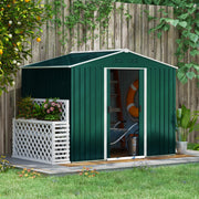 7.7 x 5.7ft Garden Shed, Ventilation Slots Sliding Doors Outdoor Tool Storage, Galvanised Green