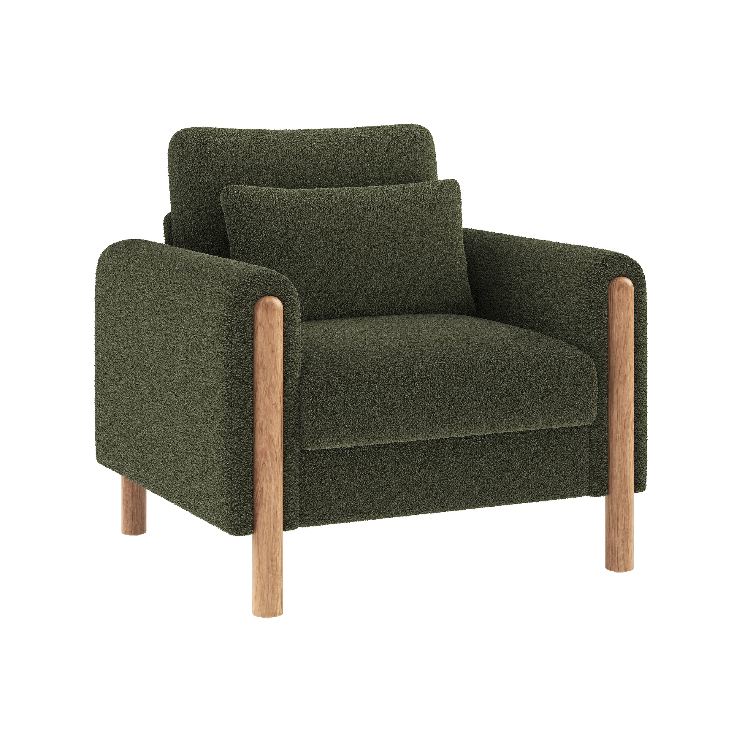 Modern Armchair, Thick Cushion, Comfortable Single Seater, Green
