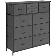 Bedroom Chest of Drawers, 10 Drawer Dresser Foldable Fabric Steel Frame, Black
