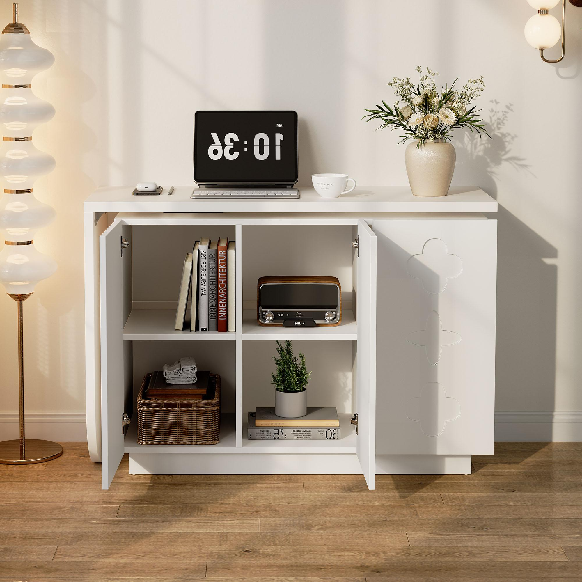 Desk, Rotating L-Shaped Corner, 110 cm White