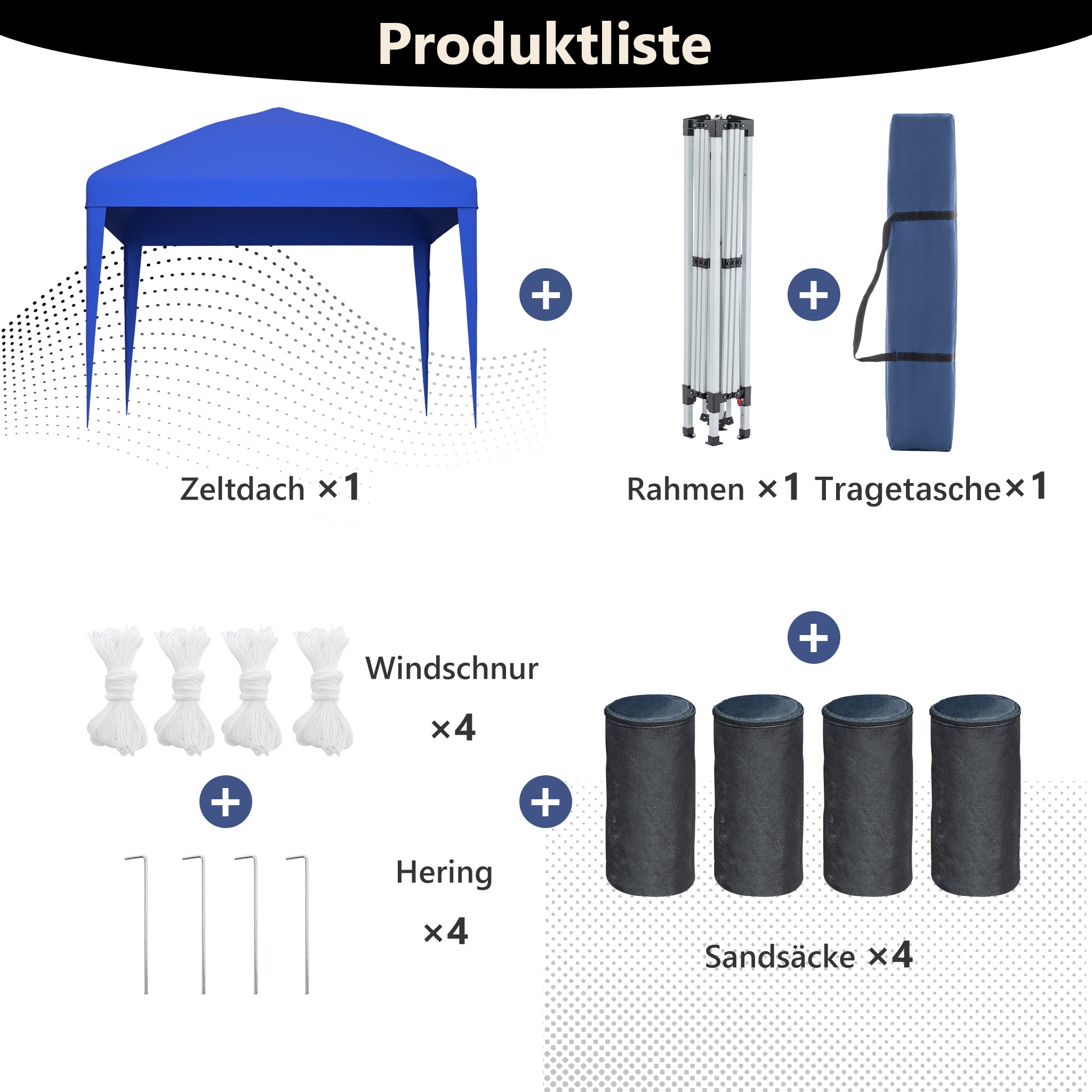 3x3m Pop-up Gazebo, Height-Adjustable Folding Garden Gazebo with 4 Sandbags & Carrying Bag, Blue