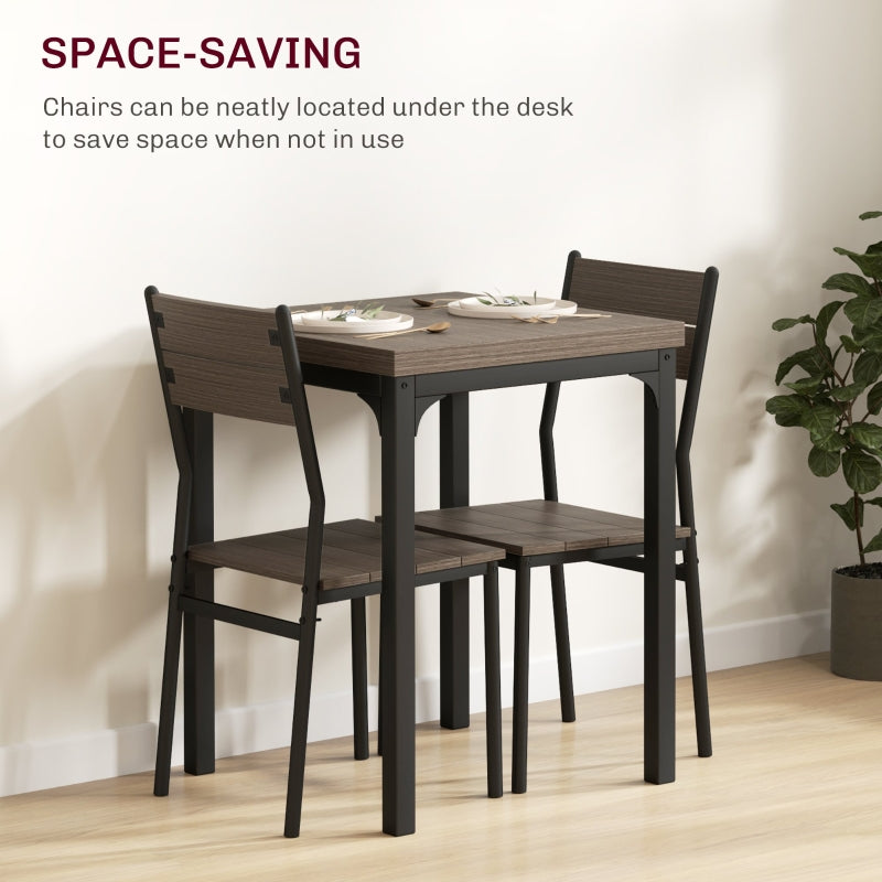 Three-Piece Dining Set Minimal Compact, Grey Wood Grain