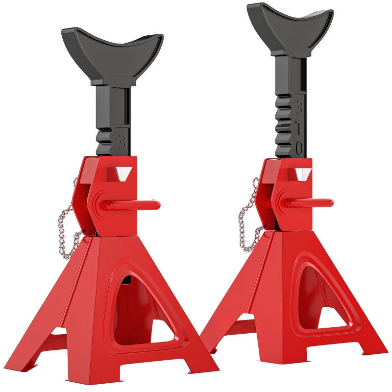 Jack Stand 3 Ton, 2 Pieces, Adjustable, Red