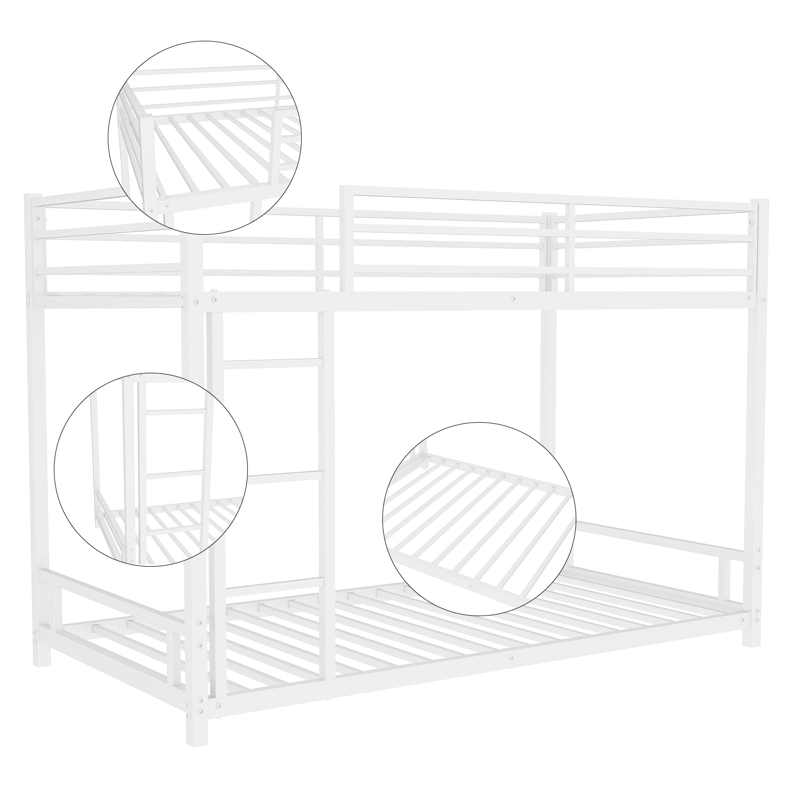 Metal Bunk Bed Twin Over Twin Sturdy Safety Railing - Metal