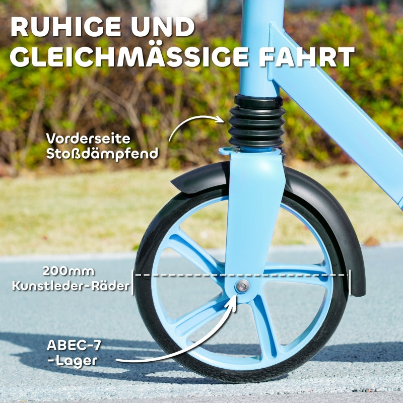 AIYAPLAY Children's Scooter, Foldable with Adjustable Handlebar, 2 Large Wheels, Rear Mudguard Brake, Blue