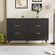 Sideboard, Modern Design Chest of Drawers, Black and Gold