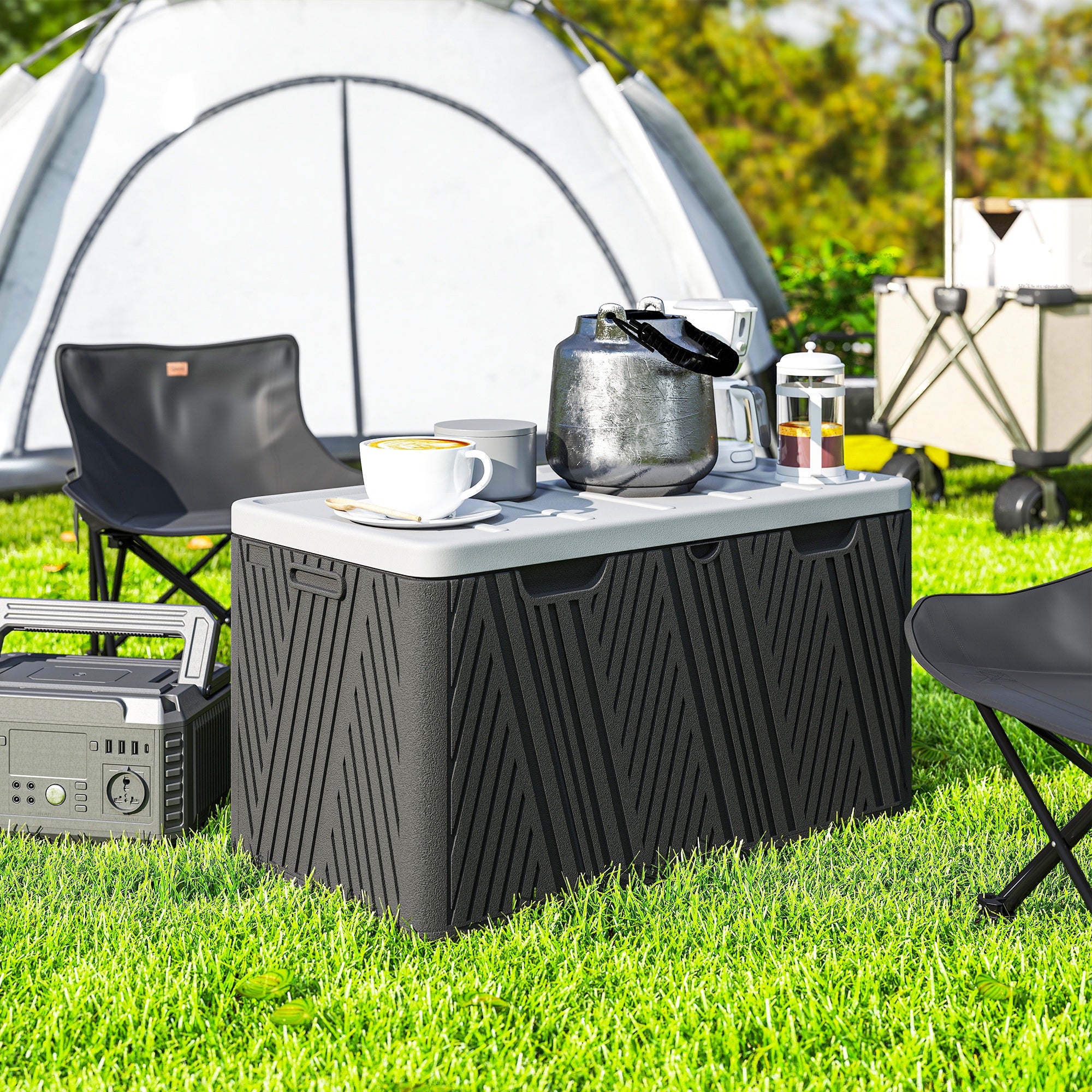 380L Outdoor Storage Box, Waterproof with Lockable Lid - Black