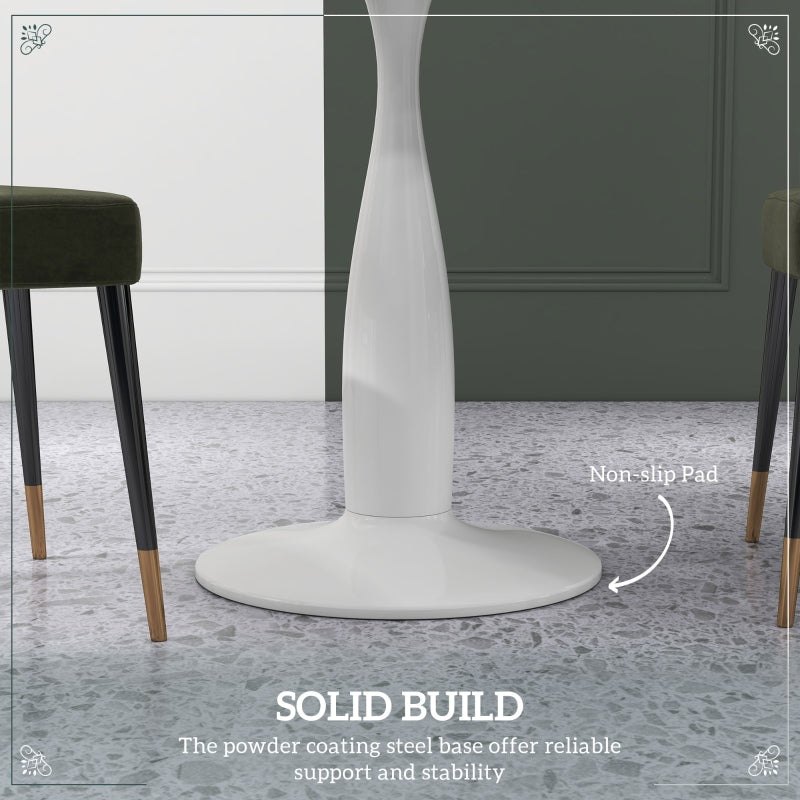 Round Dining Table Small Modern Steel Base White