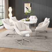 Velvet Dining Chair Set of 6, Luxurious Swivel Design with Cushions and Curved Legs, Beige Samt