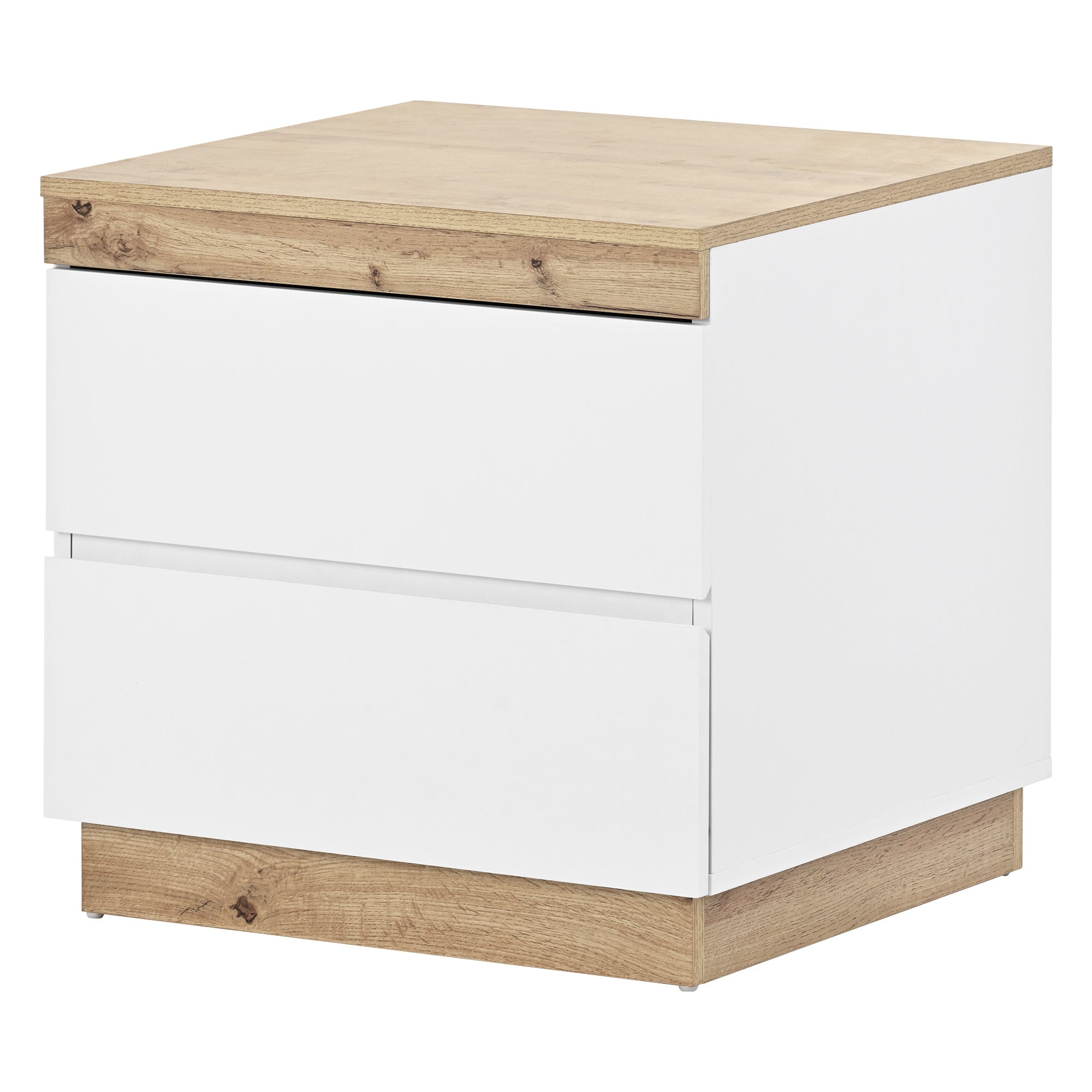 Nightstand 2 Drawers Storage - White/Oak E1 Chipboard