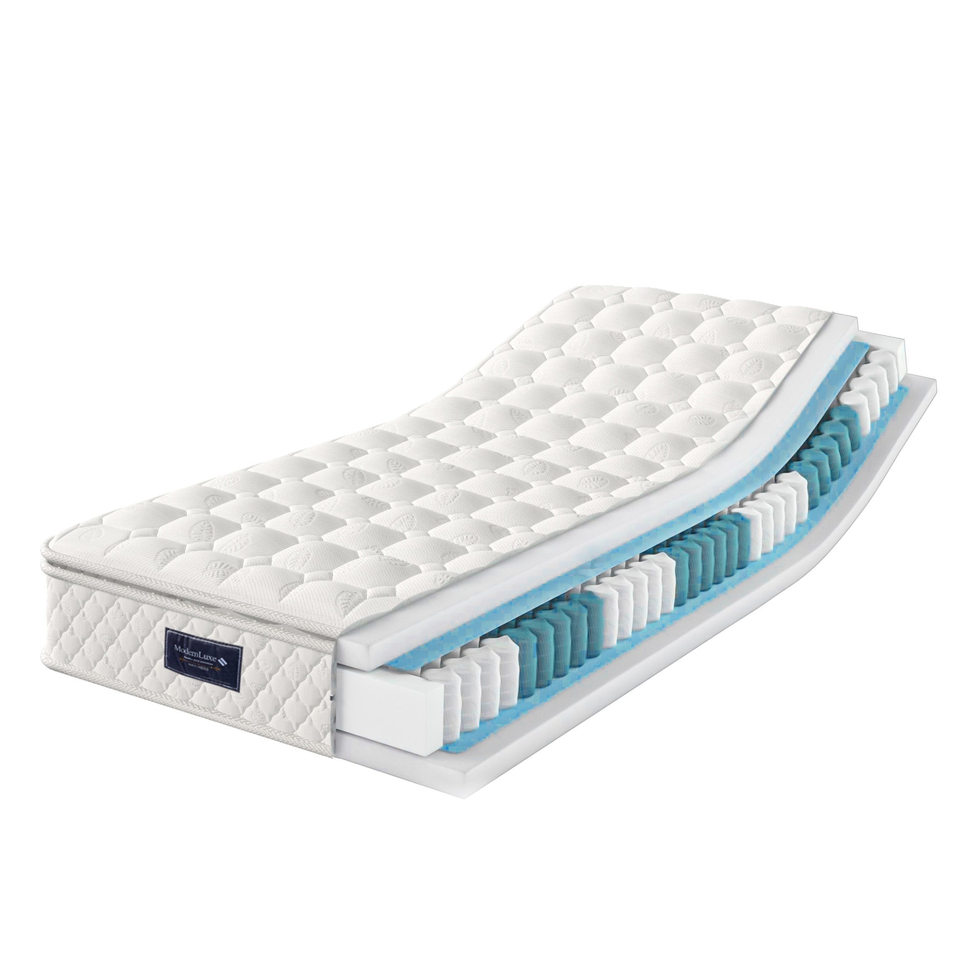 Spring Mattress, 7-Zone Cold Foam Pocket Springs, 90x200cm, Oeko-Tex Certified, Quilted Microfiber, H3 Firmness, 25cm Height