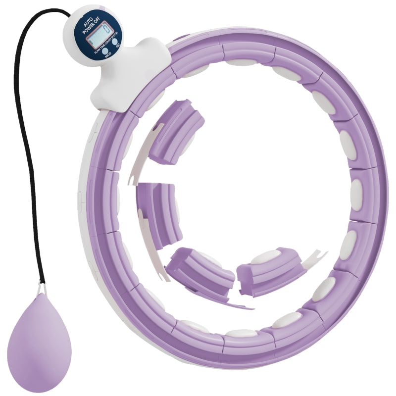 Smart Hula Hoop for Adults with Weighted Ball Counter and 16 Knots, Purple