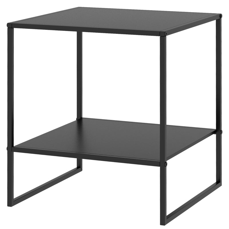Industrial Side Table, Coffee Bedside Table with 1 Shelf, Black